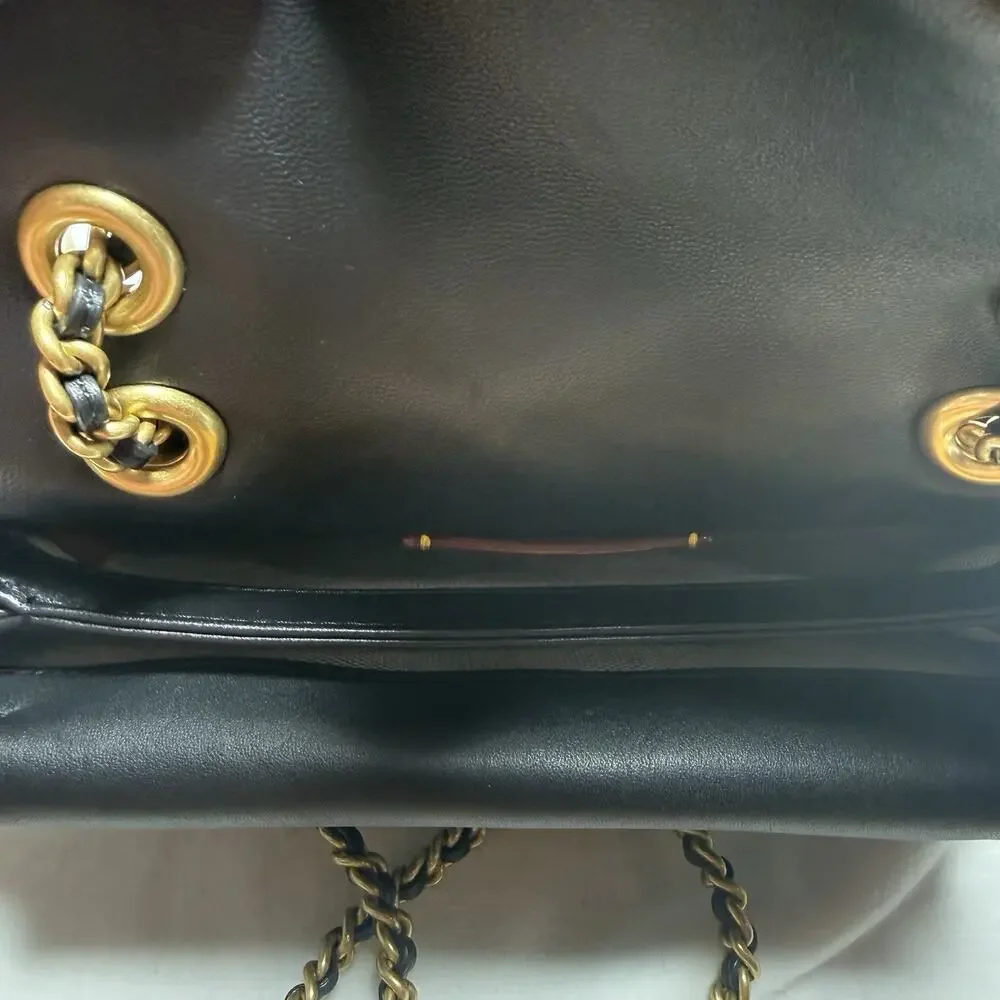 Coach Black Quilted Tabby 20 Shoulder Bag Gold Chain Strap Loose Thread See Pic